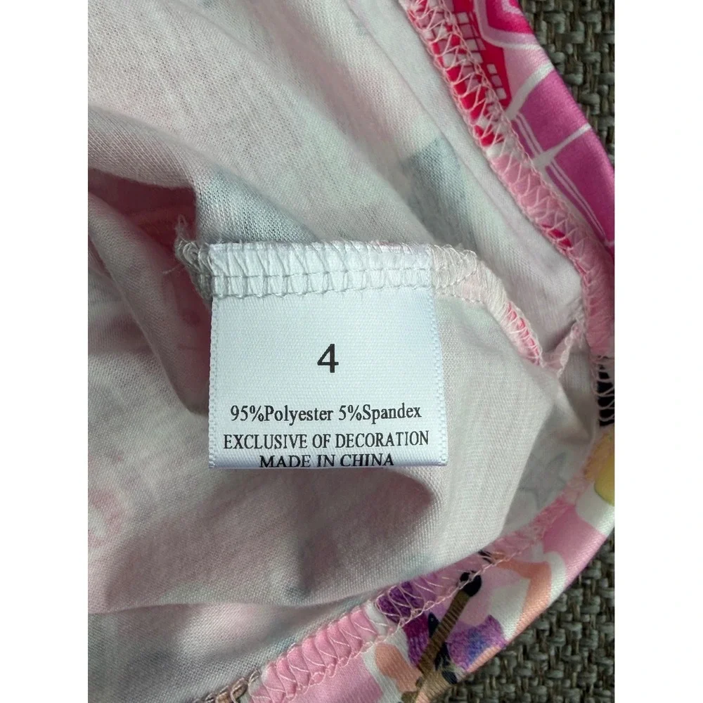 Rylee Faith Designs Kids Pink Swiftie Inspired Pajama Set‎ Size 4 NWT